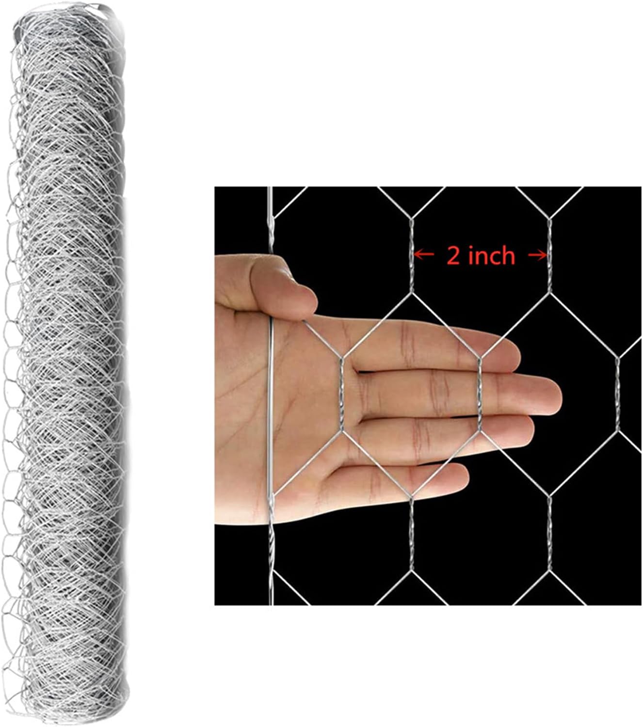 Galvanized Poultry Wire Netting 2" Hexagonal Mesh Wire Fence Suit for Family Craft Projects Chicken Netting Garden Fencing Backyard Fencing (4ft x