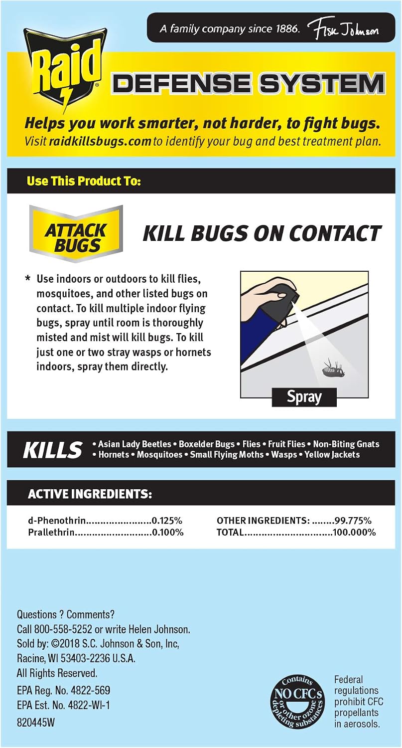 Raid Flying Insect Killer Mosquito and Fly Control No Lingering Chemical Odor Outdoor Fresh Scent 15 Ounce (Pack of 2)
