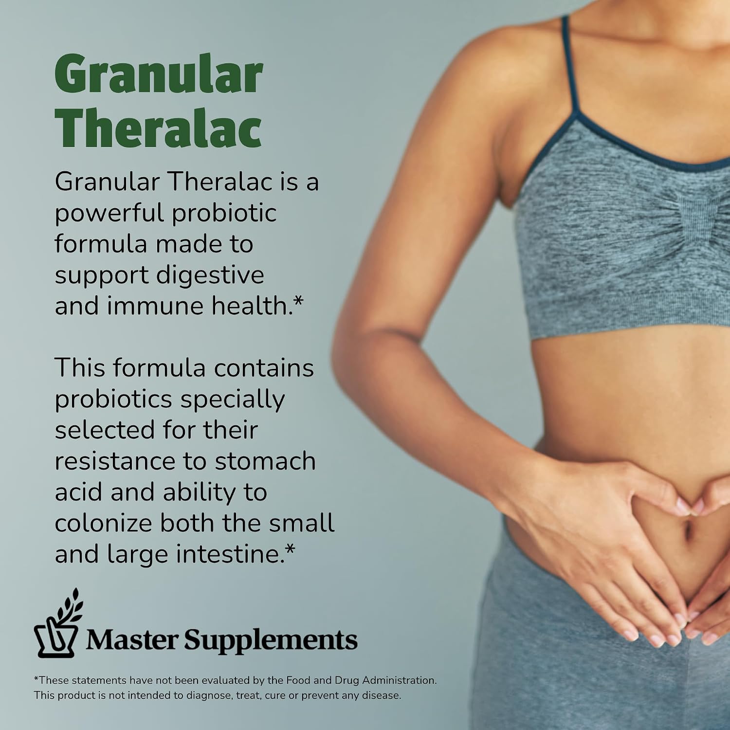 Master Supplements Granular Theralac - 1.05 oz - Multi-Strain Probiotic Powder for Optimal Gut Health - Great for Kids - Vegan, Gluten Free - 40 Servings
