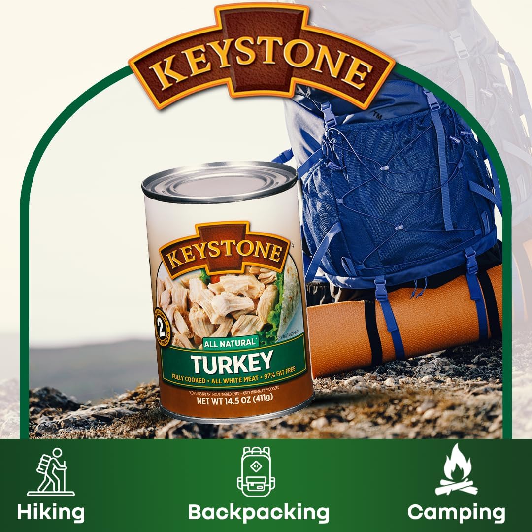 Keystone Meats All Natural Heat and Serve Ground Beef 14 Oz Fully Cooked Canned Meat Shelf Stable Emergency Survival Canned Food Ready to Eat No Preservatives Gluten Free Made in USA Pack of 2