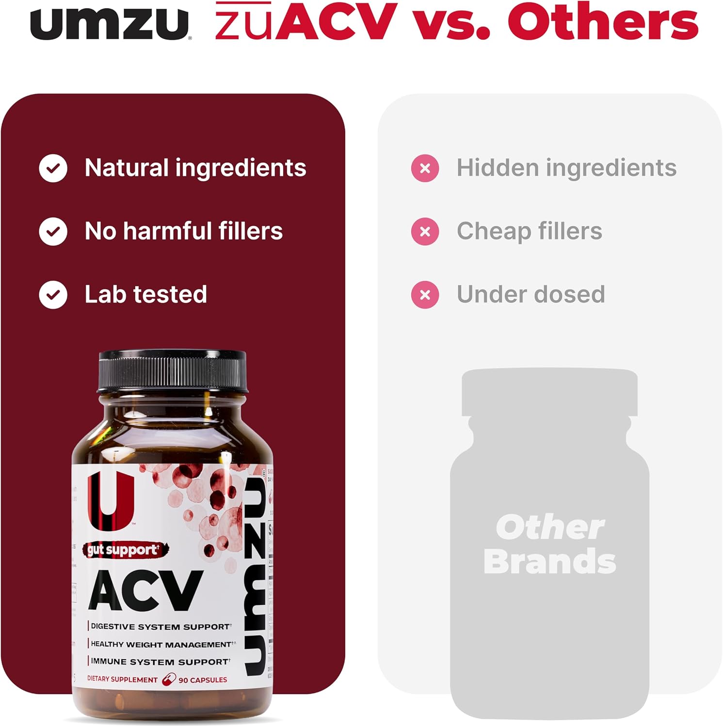 UMZU zuACV Apple Cider Vinegar Capsules, 30 Day Supply