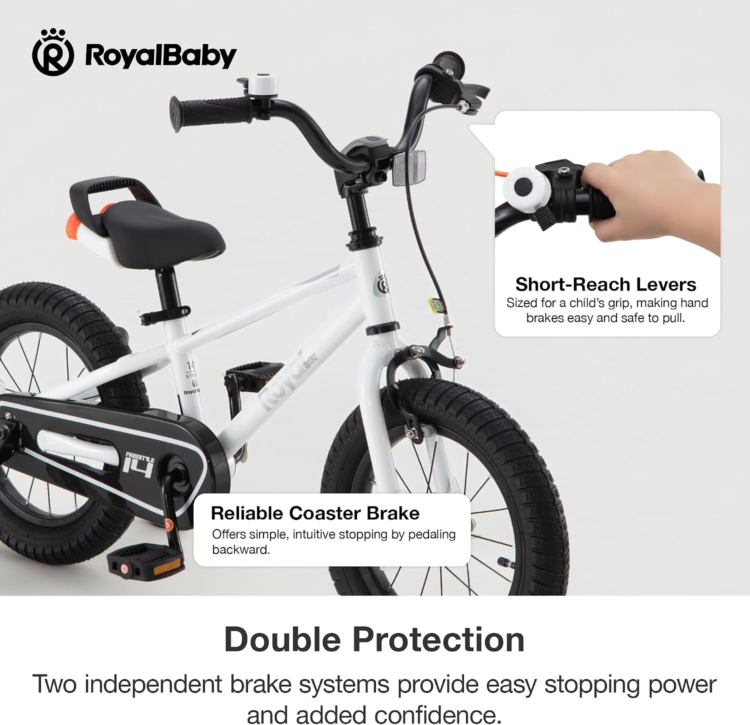 RoyalBaby Freestyle Kids Bike 12 14 16 Inch with Training Wheels, 18 Inch with Kickstand, Bicycle for Ages 3-10 Years Boys Girls