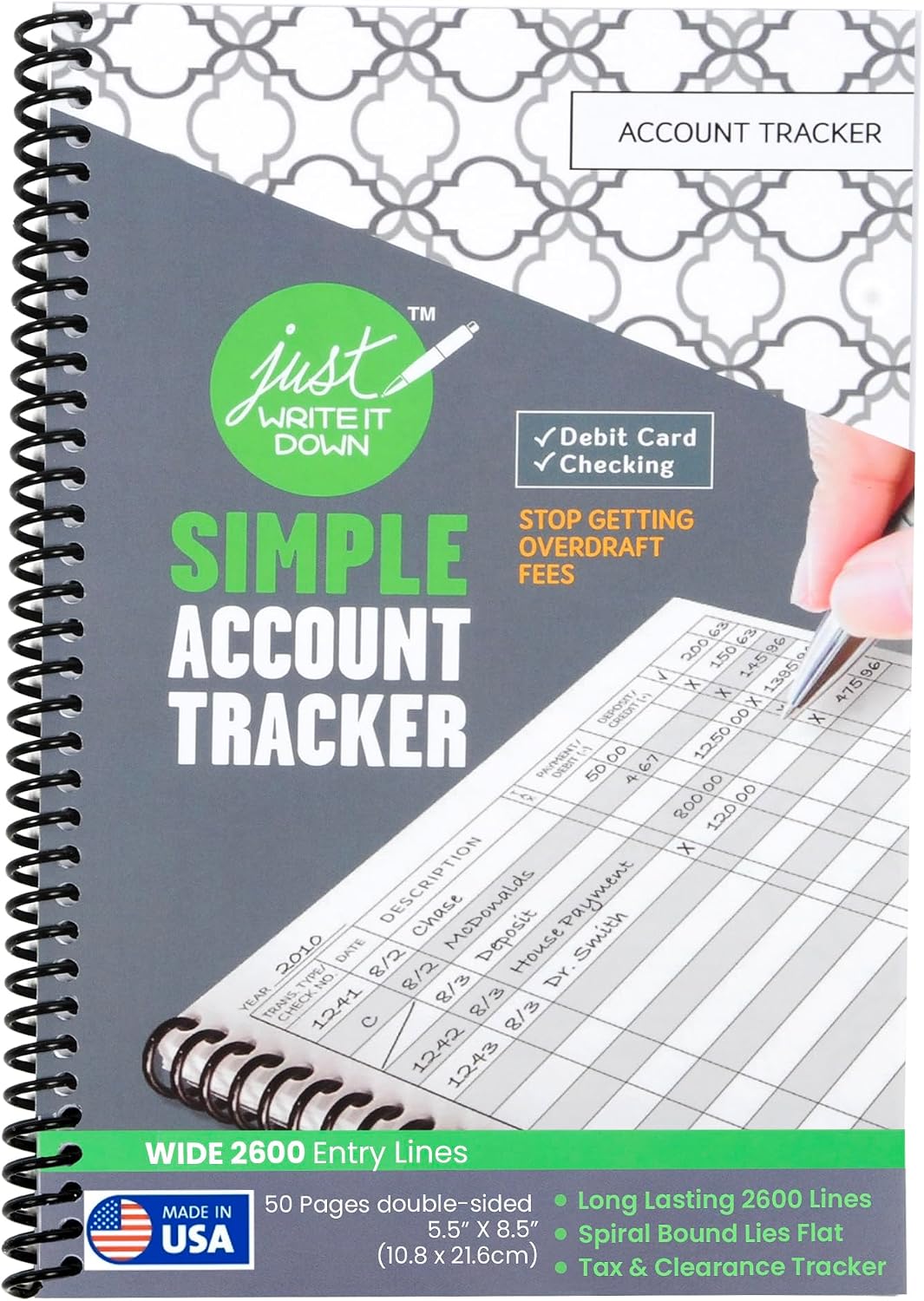 The Superior Register's Premium Check Book Register & Debit Card Ledger Notebook - Checking Account Register, Business Ledger, Cash Log & Expense Tracker - Standard Edition - 1 Pc, Teal