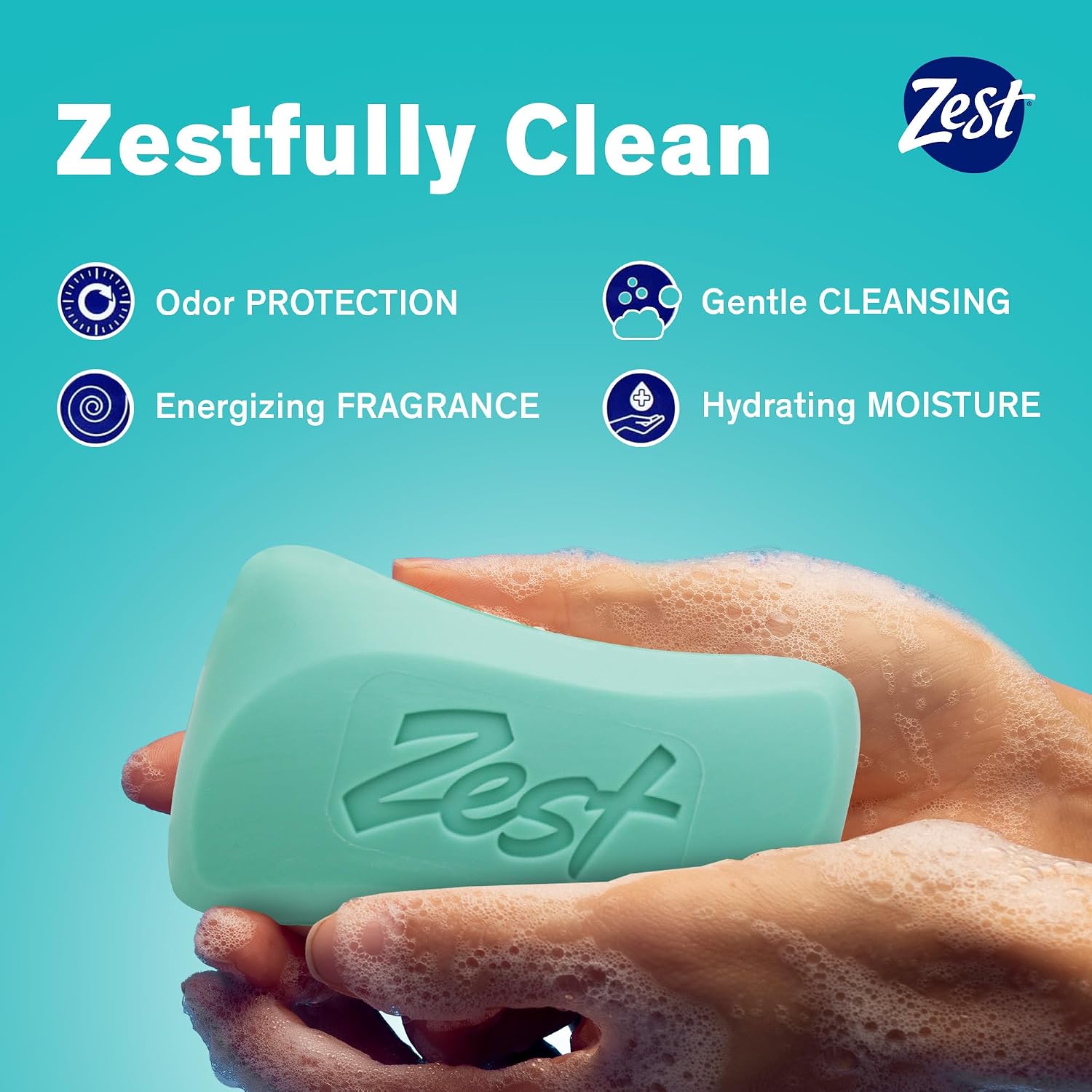Zest 8-Bar Bath Size Soap, Aqua, 4 Ounce per bar, 8 bars, 32 Ounce