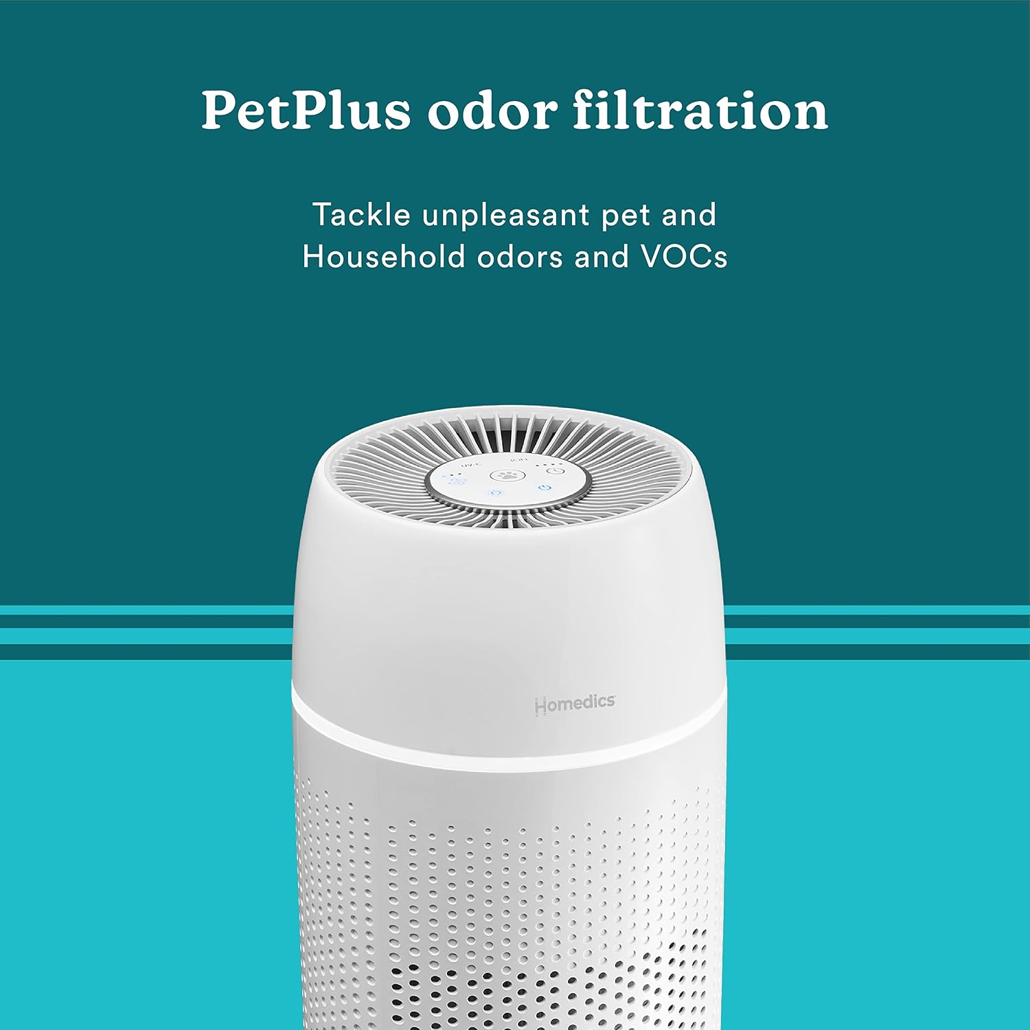 Homedics 5-in-1 PetPlus UV-C Air Purifier, HEPA Filter for 266 Sq Ft Room
