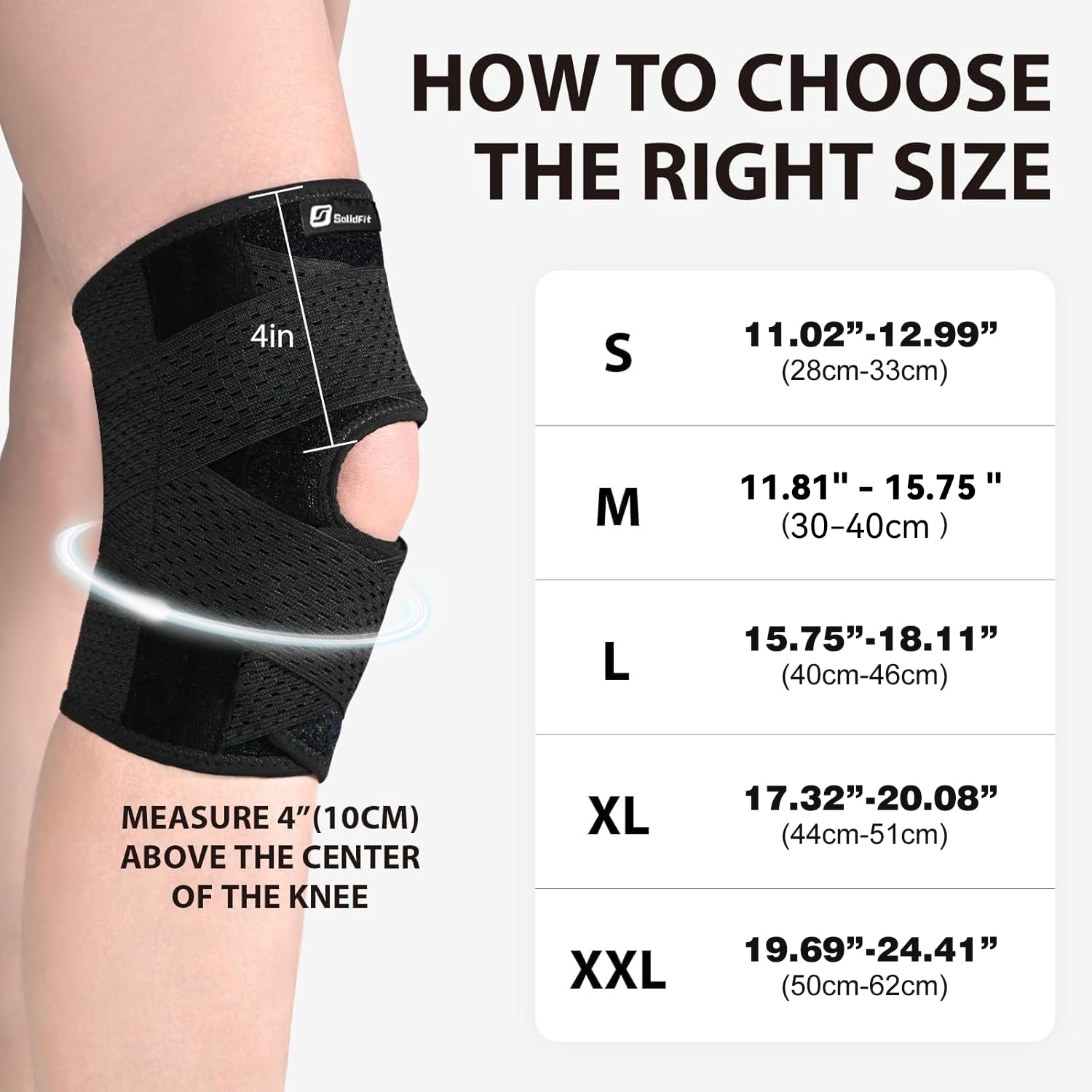 Knee Brace with Side Stabilizers for Meniscus Tear,Adjustable Knee Wrap | for Pain Relief, Breathable Compression Knee Support for Knee Pain, ACL, MCL, Arthritis, Sports, Women&Men (Black, X-Large)
