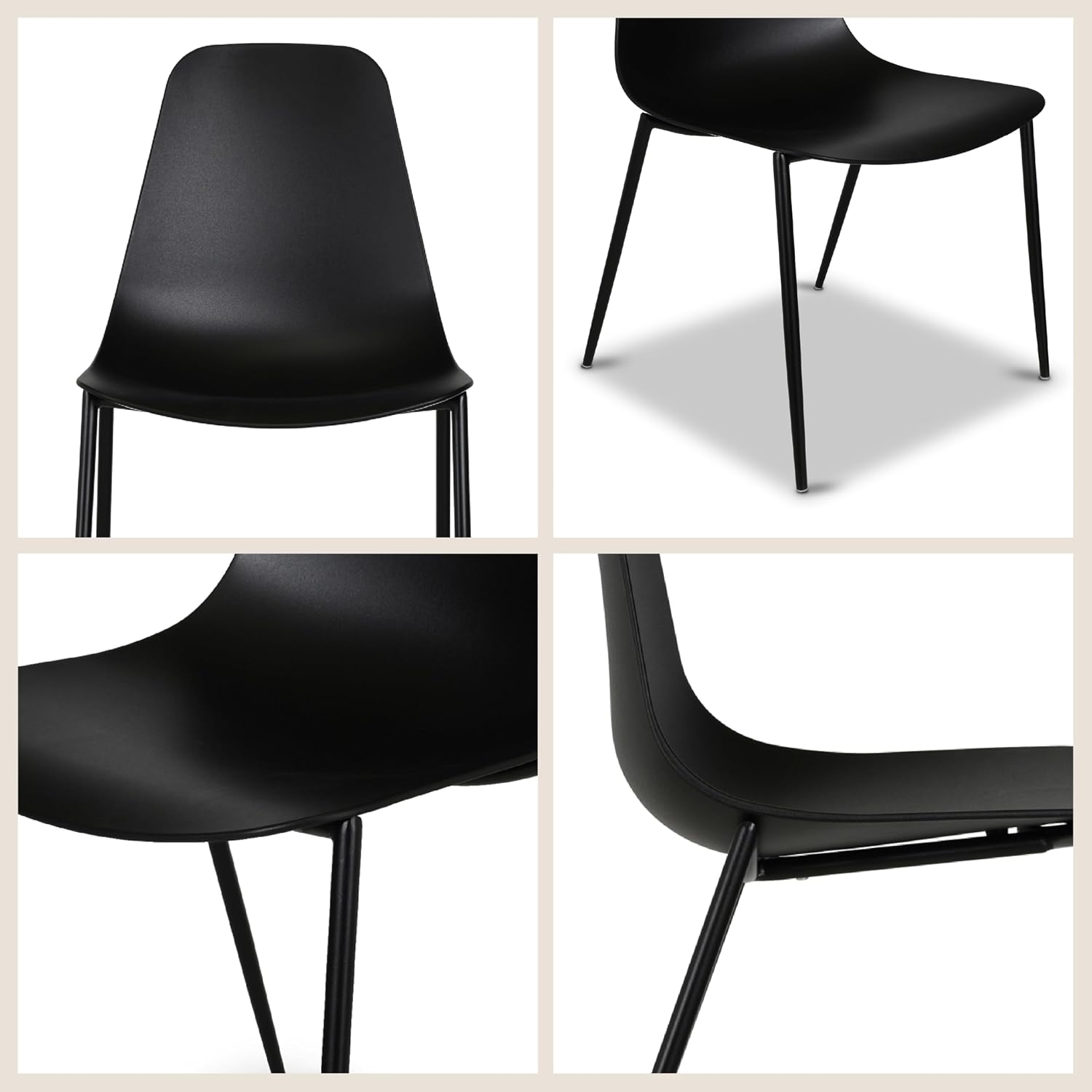 Poly & BARK Isla Modern Kitchen Chairs Set of 4 - Plastic Dining Chair with Metal Legs - Quick Assembly Simple Cafe Chairs Plastic for Indoor or