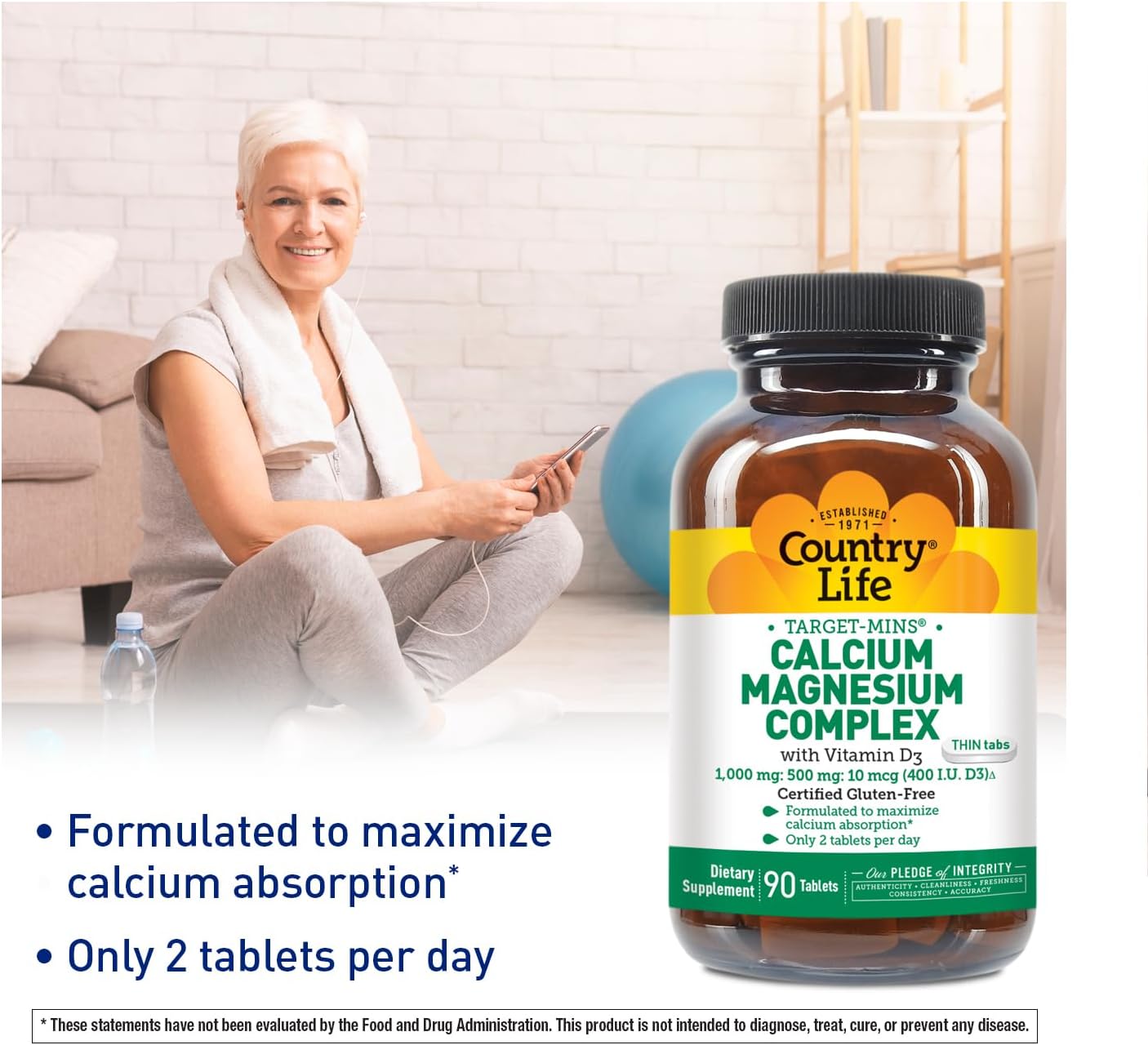 Country Life Target-Mins Calcium Magnesium with Vitamin D, 240 Capsules | 1,000 mg calcium, 500 mg magnesium and 10 mcg vitamin D per serving for bone health and calcium absorption
