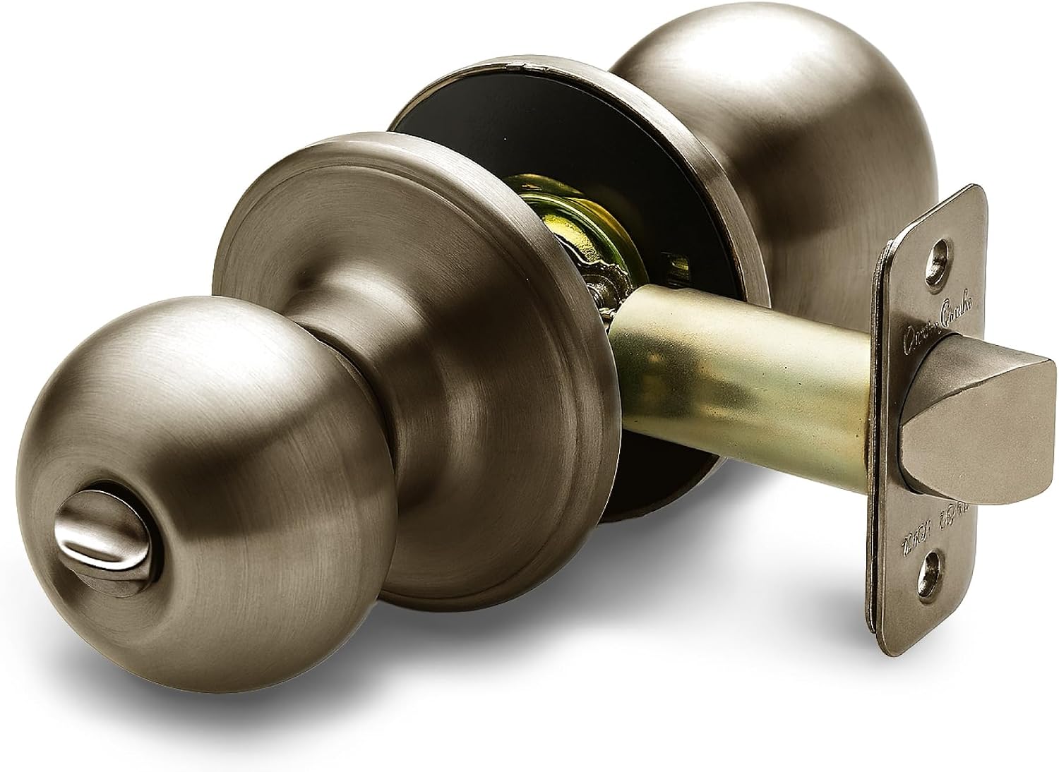 Copper Creek Privacy Interior Door Knob – ANSI Grade-3 Certified, Modern Heavy Duty Handle, Easy Install and Reversible for Bedroom, Bathroom & Closets – Satin Stainless (1 Pack)