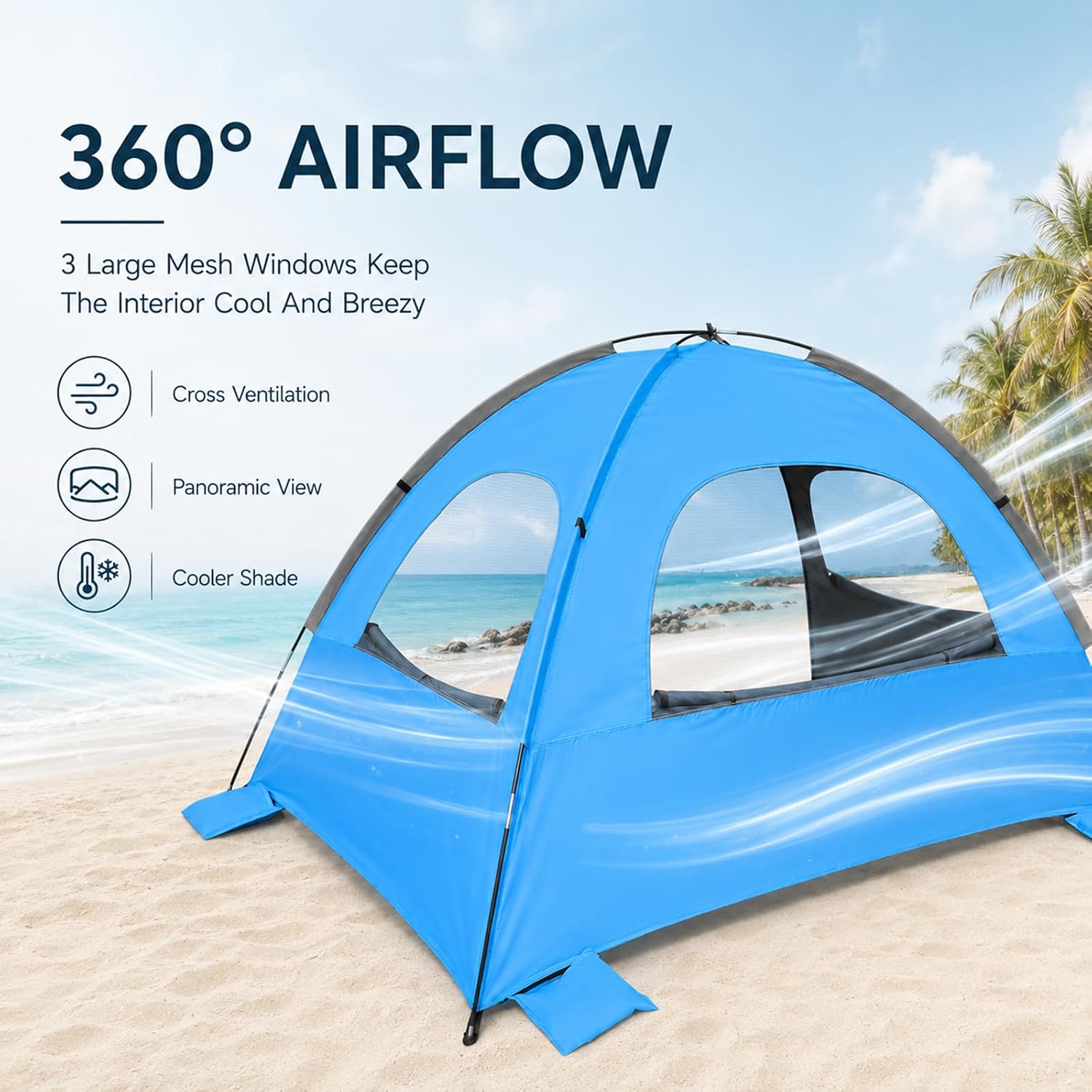 NXONE Beach Tent Sun Shelter, UPF 50+ UV Protection, Easy Setup
