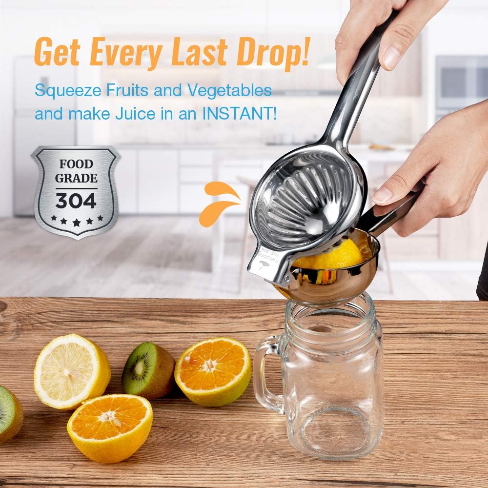 Upgraded Lemon Squeezer Meidong Super Stainless Steel 304 Hand Press Juicer Manual Citrus for Juicing Lemon ＆ Limes, Vegetables