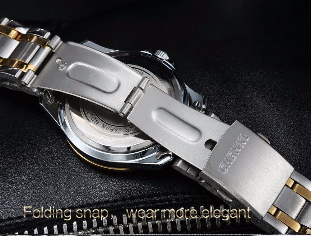 DREAMING Q&P Fq-005 Classic Style Gold Stainless Steel Mens Wrist Watches with Crystals for Man