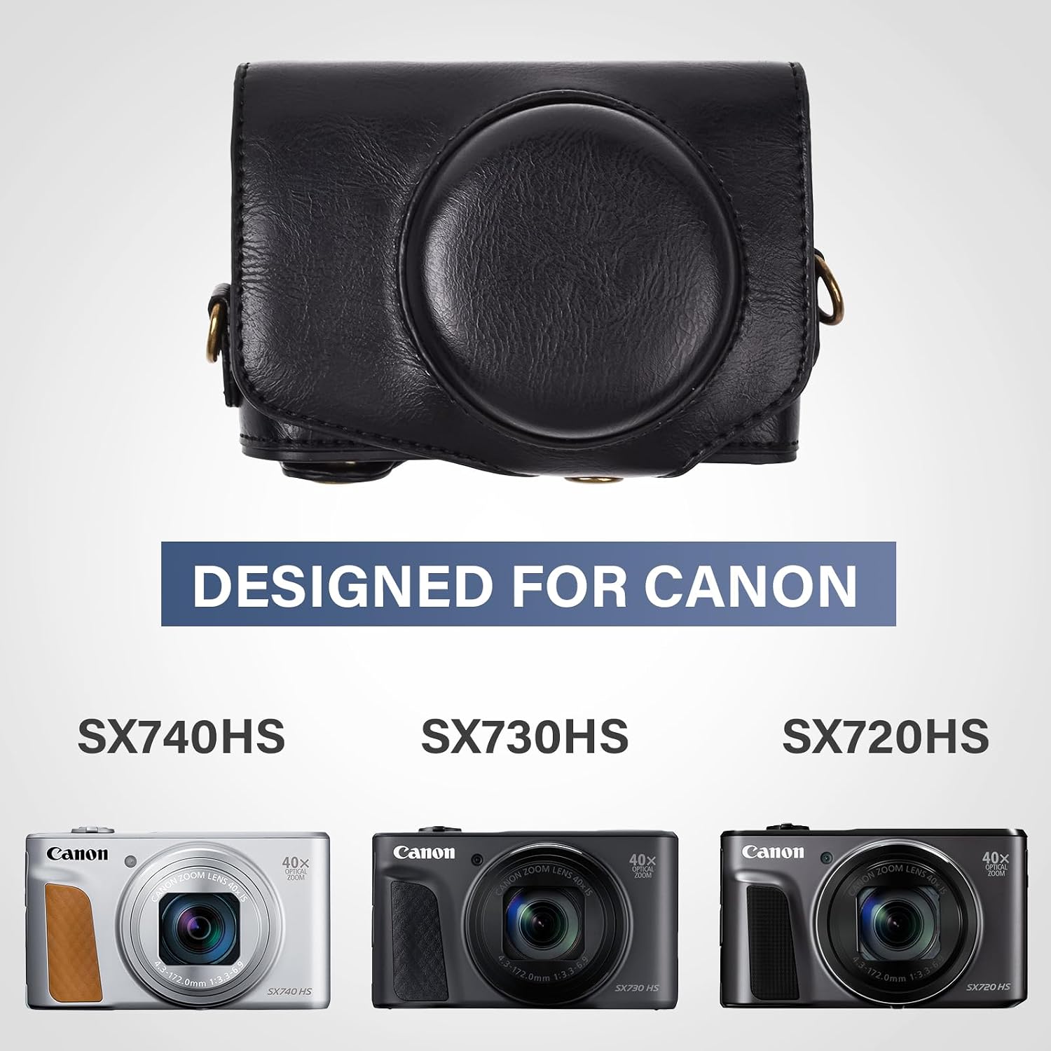 kinokoo Case for Canon PowerShot SX720 HS/SX730 HS/SX740 HS Digital Camera - PU Leather SX740 HS Protective Case Easy Carrying Bag with Adjustable Shoulder Strap - Brown