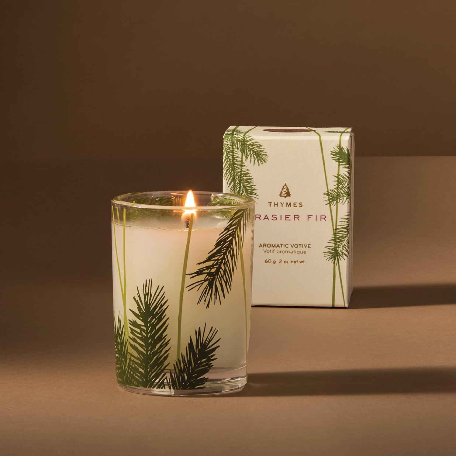 Thymes Frasier Fir Pine Needle Candle – Holiday Candles for Home Scented with Notes of Crisp Siberian Fir, Cedarwood & Sandalwood – Christmas Decor (6.5 oz)