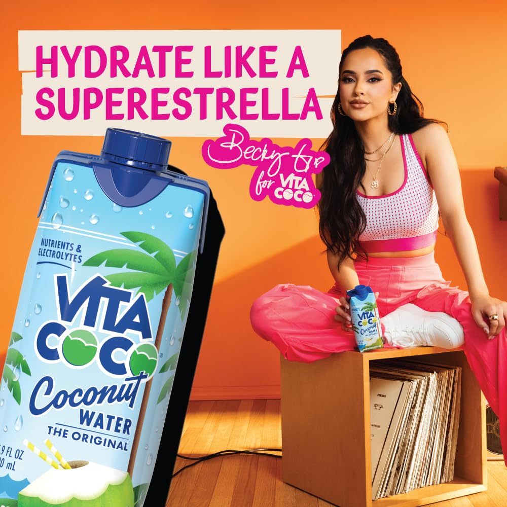 Vita Coco Coconut Water, Pure Original, Refreshing Coconut Taste, Natural Electrolytes, Vital Nutrients, 33.8 Oz (Pack of 6)