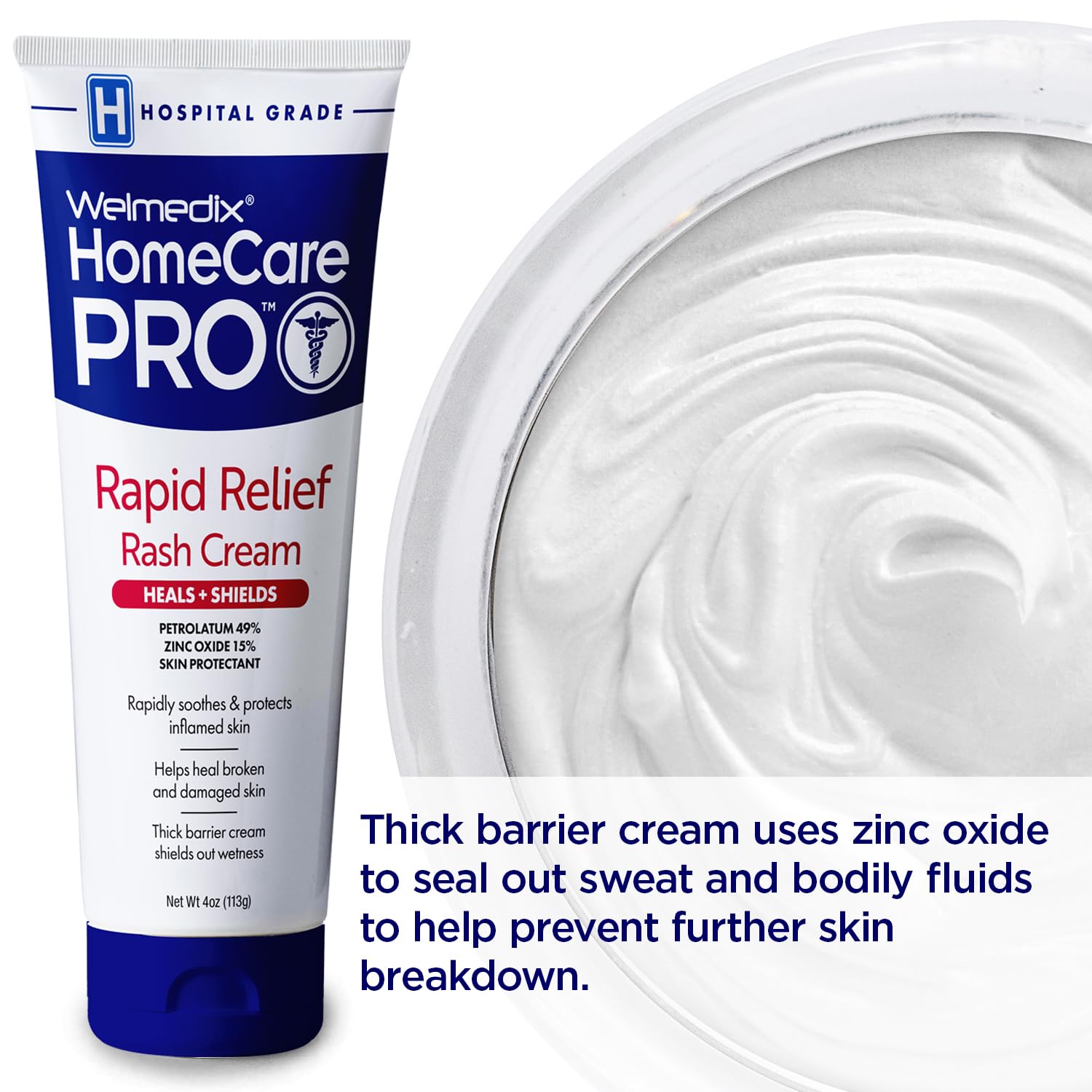 Welmedix Adult Diaper Rash Cream - Maximum Strength Zinc Oxide Cream | Moisturizing Skin Barrier - Fragile Skin Protection Ointment - Diaper Rash Cream for Adults - 4oz Tube