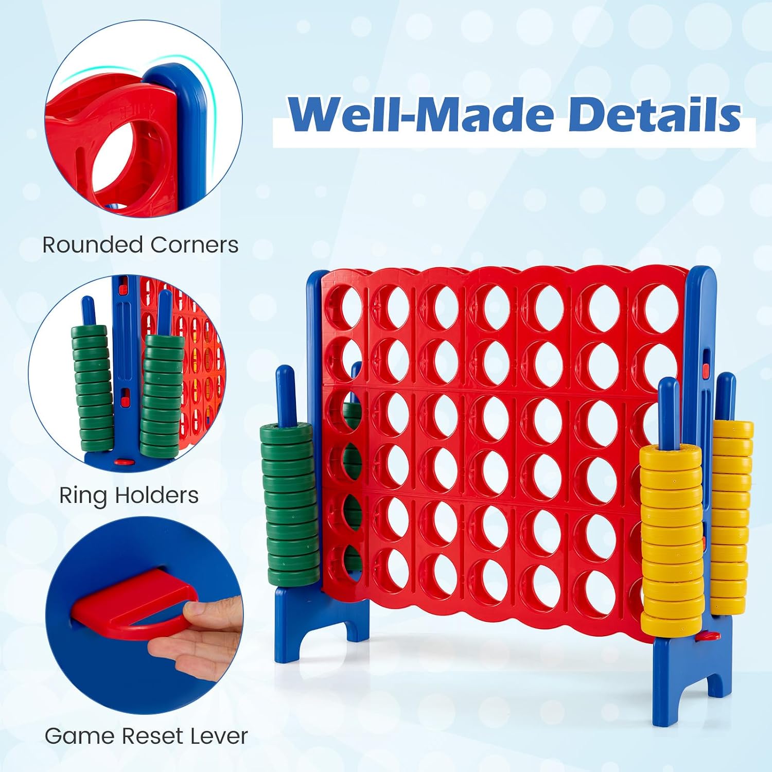 Costzon Giant 4-in-A-Row, Jumbo 4-to-Score Giant Game Set for Kids & Adults, Indoor Outdoor Yard Connect Game