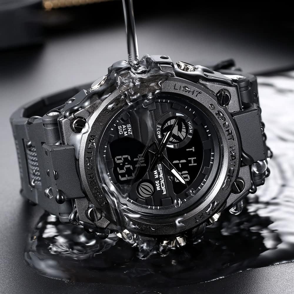 KXAITO Men's Watches Sports Outdoor Waterproof Military Watch Date Multi Function Tactics LED Alarm Stopwatch