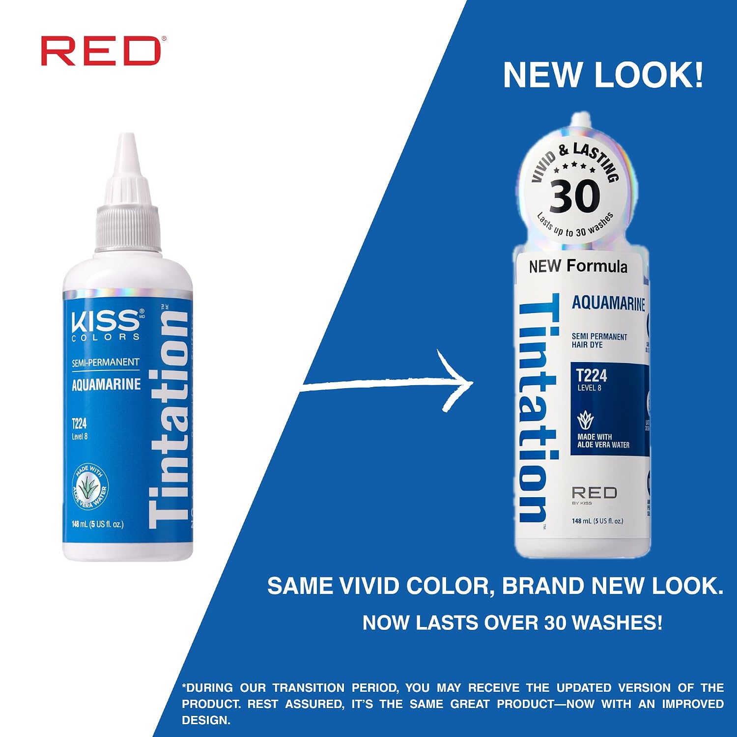 Red by Kiss Tintation Semi-Permanent Hair Color, Aloe Vera Water Based, Argan Oil, Olive Oil, Collagen & Keratin, Long-Lasting Color Dye (Honey Brown, 5 Fl Oz)