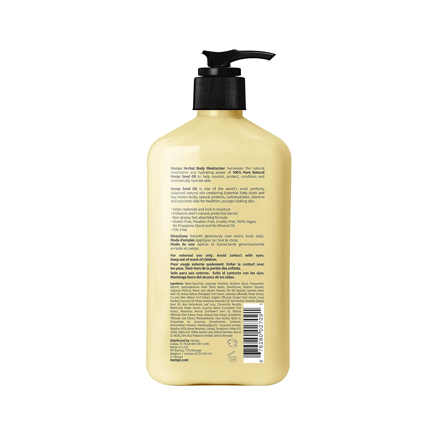 HEMPZ Body Lotion - Sweet Pineapple and Honey Melon - Daily Moisturizing Cream - 17oz