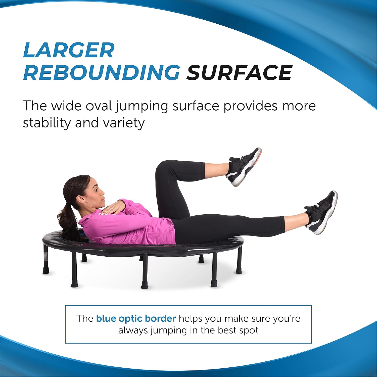 Stamina 36" Foldable Mini Trampoline Rebounder for Adults with Smart Workout App, Black - Portable Fitness Equipment for Home Gym, Cardio and Jumping Training Exercise
