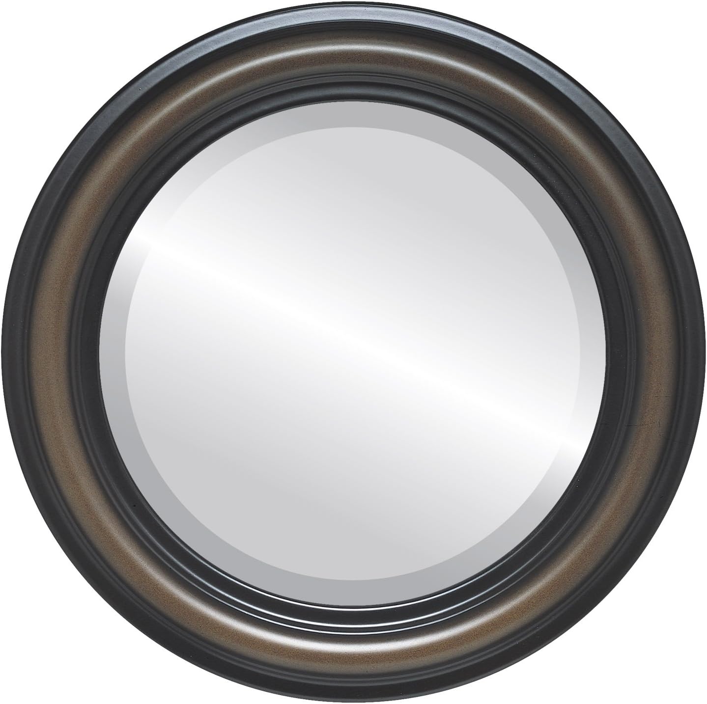OVALCREST Round Beveled Wall Mirror for Home Decor - Philadelphia Style - Rubbed Bronze - 22x22 Outside Dimensions