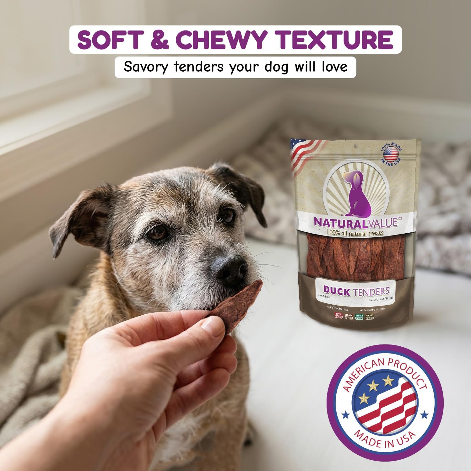 Loving Pets Natural Value Beef Sticks - Soft Jerky Dog Treats for Large & Small Breeds - Healthy Gluten, Wheat, Soy & Grain Free Pet Treats for Dogs