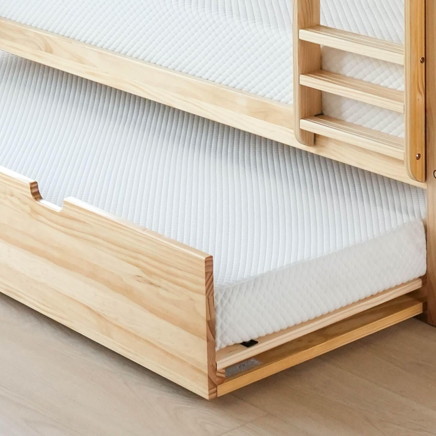 Max & Lily Bunk Bed Twin over Twin, Solid Wood Bunk Bed Frame with Ladder for Kids, 14" Safety Guardrails, Easy Assembly, No Box Spring Needed, White