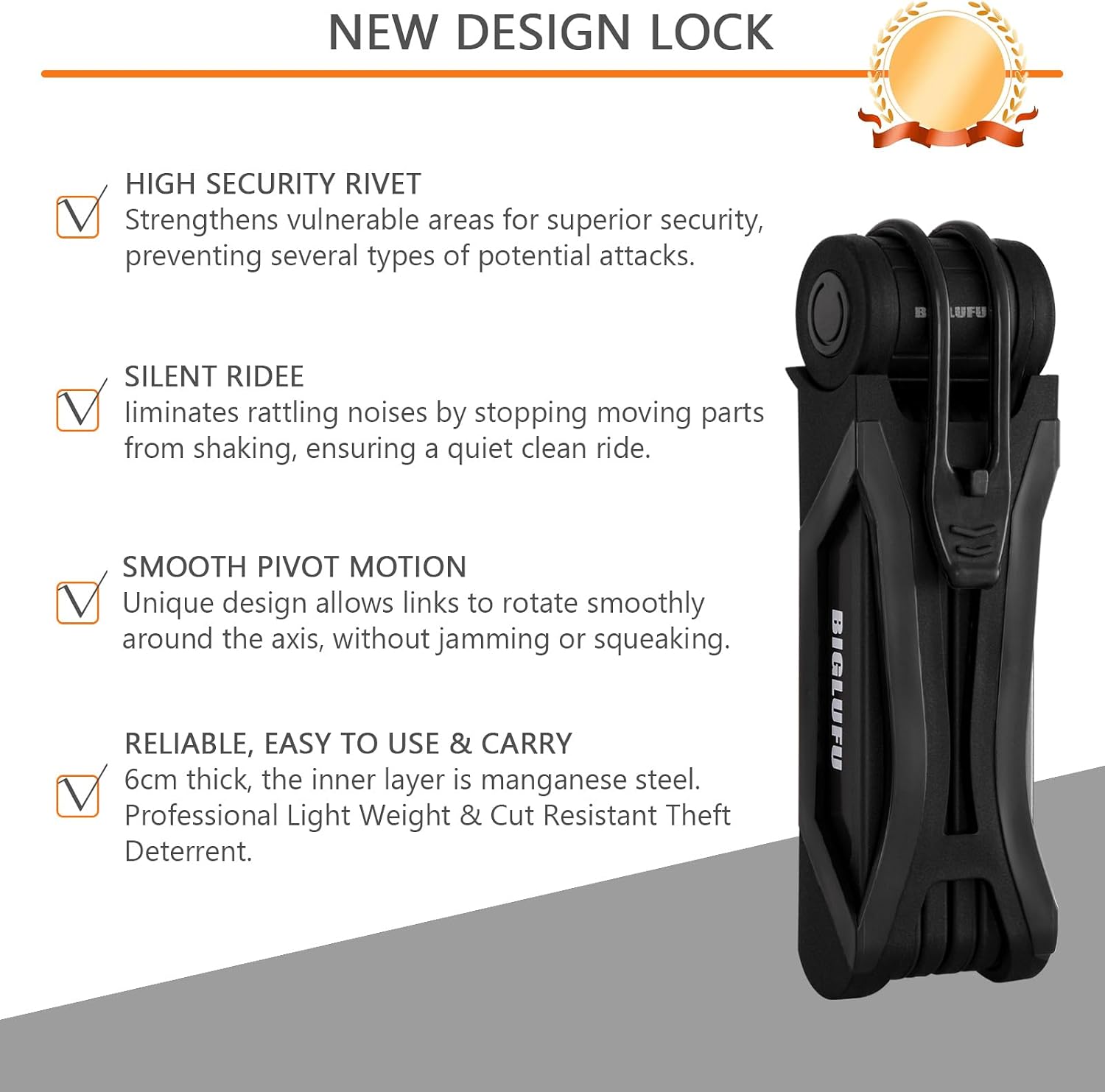 Bike Lock Bicycle Scooter Motorcycle Folding Locks with 4Keys, Fold Chain Heavy Duty Alloy Steel Foldable Lock with Mounting Bracket 2pc Straps