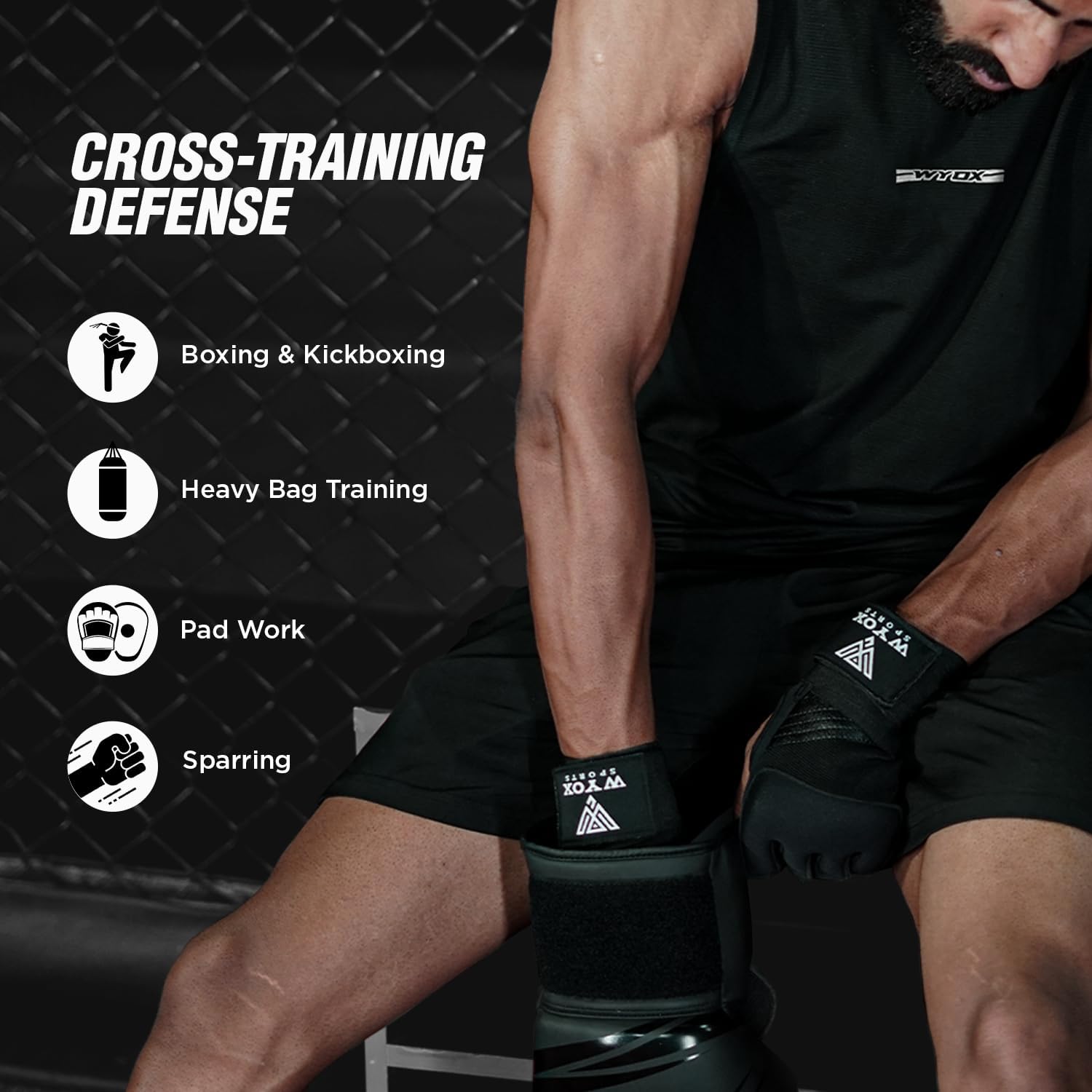 WYOX Neoprene Gel Boxing Hand Wraps Inner Gloves for Men & Women – 80cm/31in Quick Wrist Strap, Padded Knuckle Protection