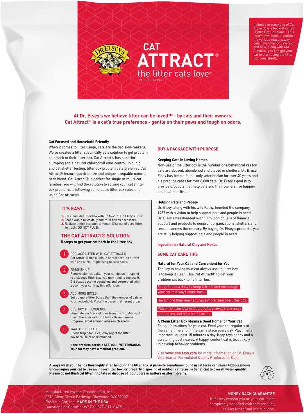 Dr. Elsey's Cat Attract Clumping Clay Cat Litter 40 lb. Bag