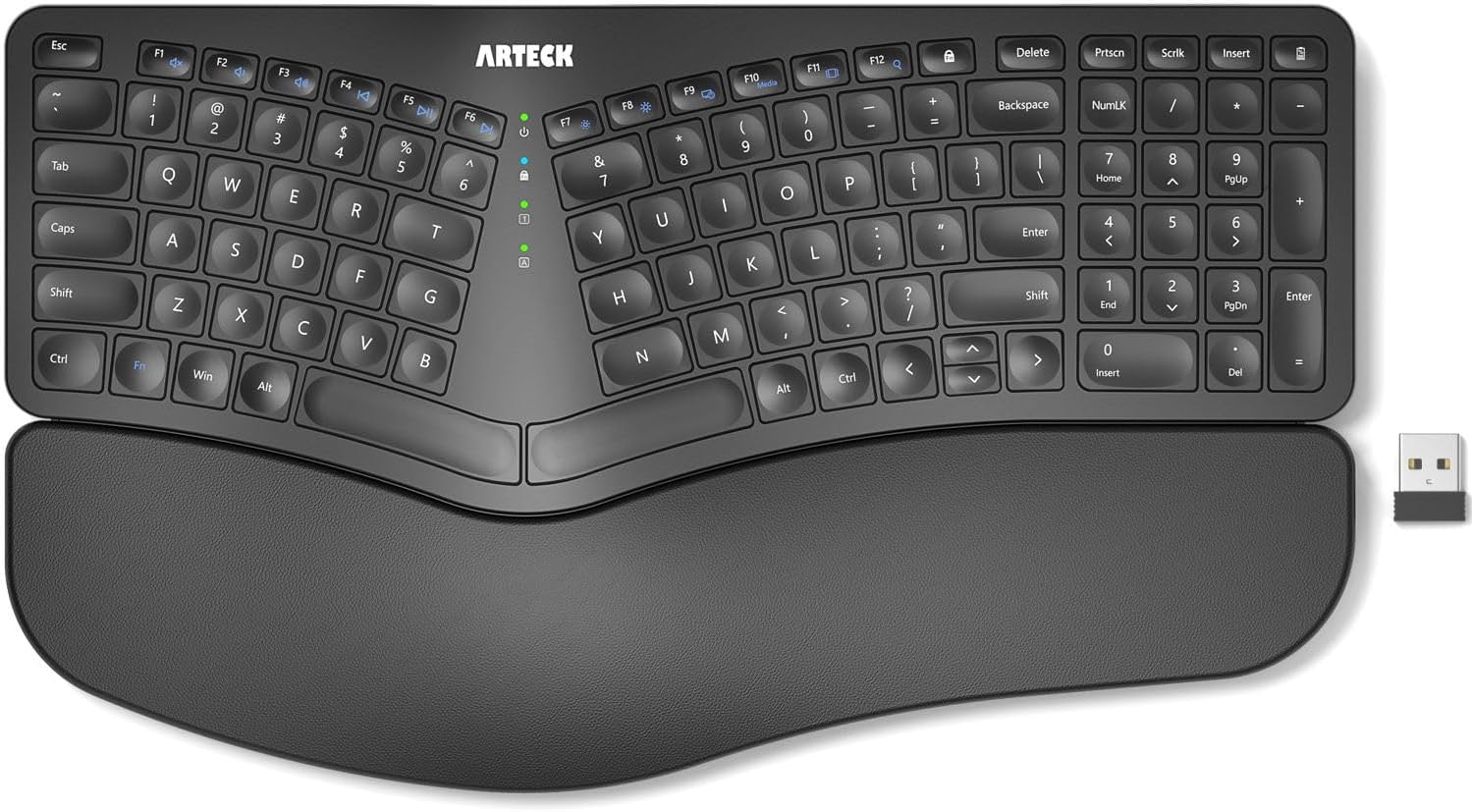 Arteck Split Ergonomic Keyboard with Palm Rest, 2.4G USB Wireless Keyboard