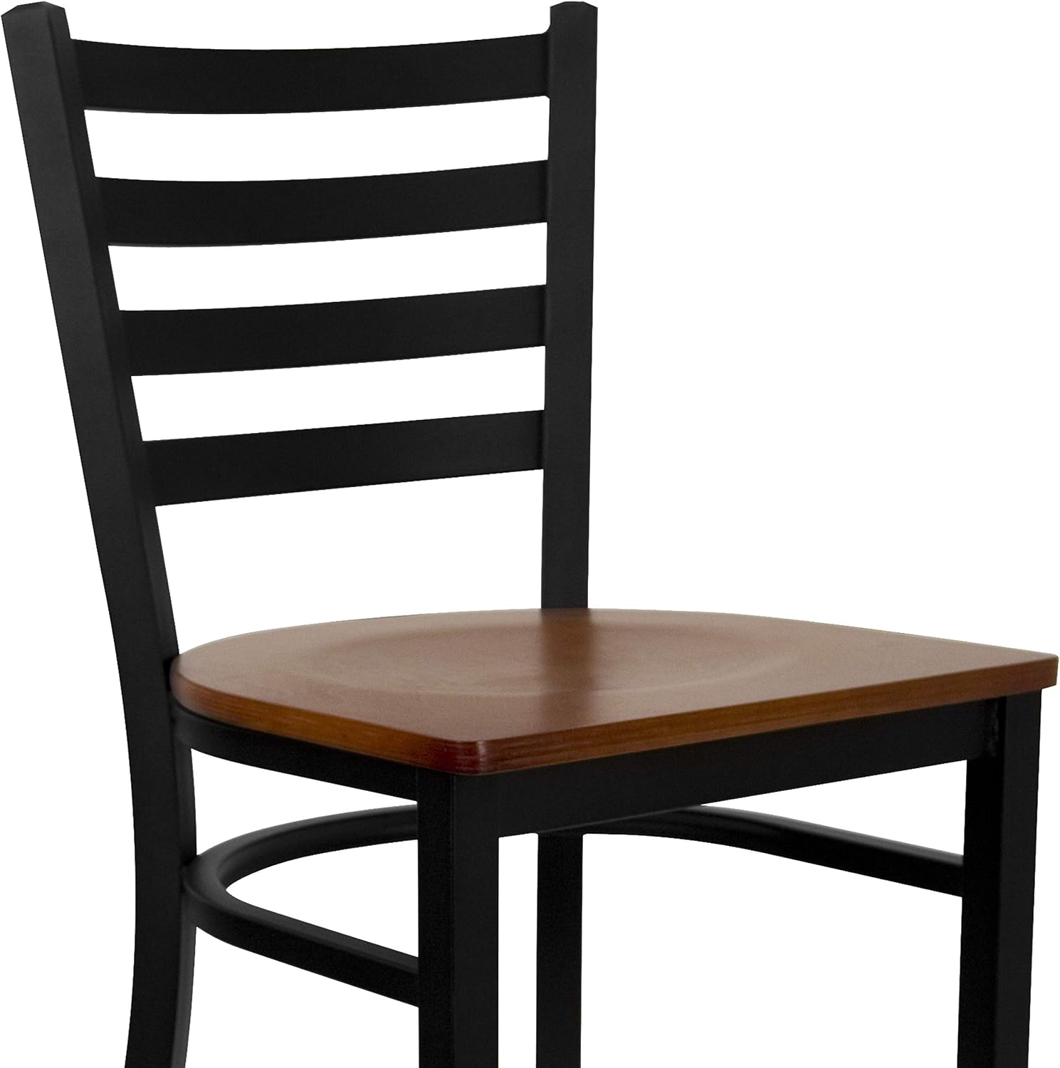 Flash Furniture Hercules Series Ladder Back Metal Restaurant Barstool, Modern Upholstered Armless Bar Height Chair for Restaurants and Kitchens, Black | Vinyl Upholstery, Durable Construction, Commercial Use