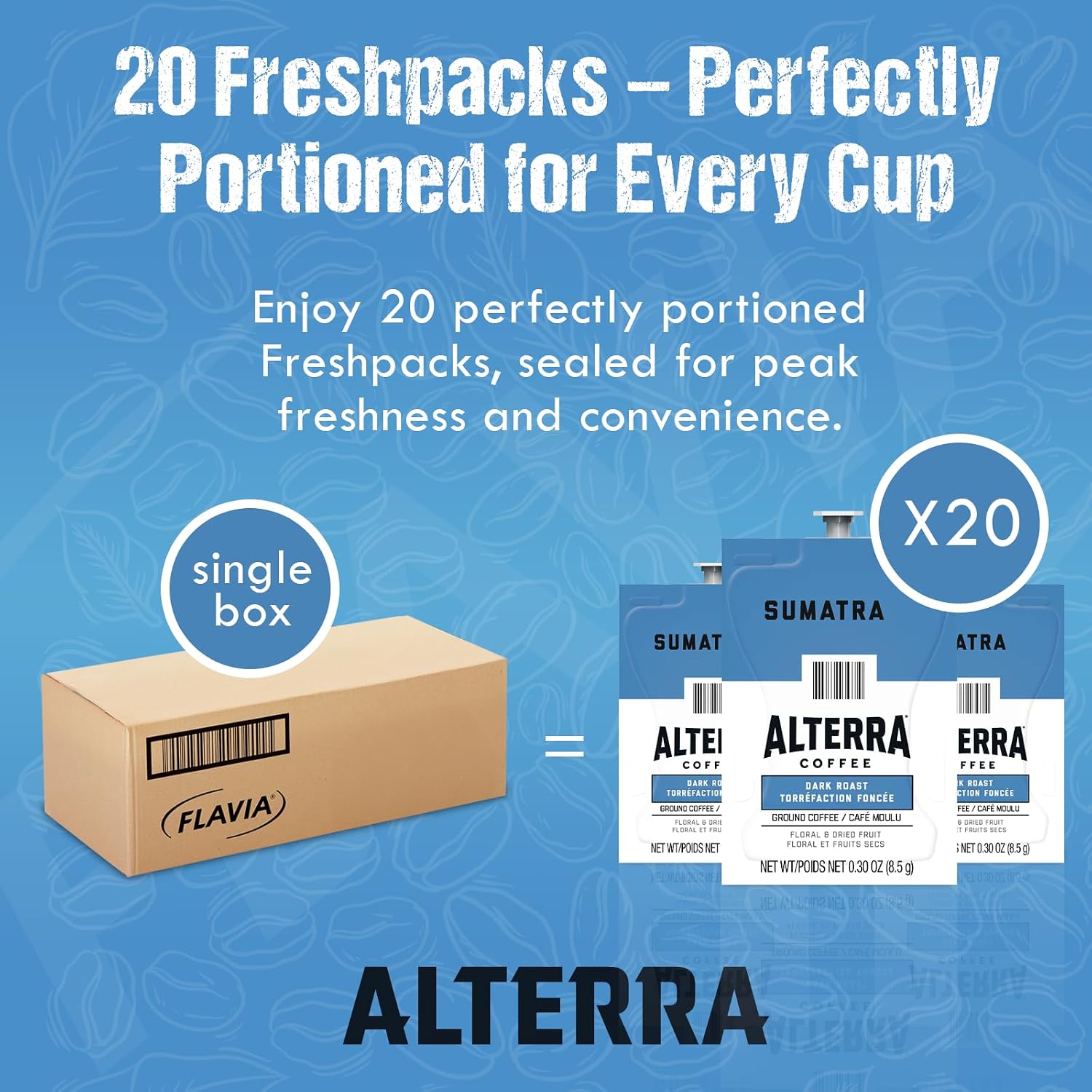 Flavia Alterra French Roast Coffee Freshpacks compatible only with Flavia Brewers, Dark Roast (Case of 100)