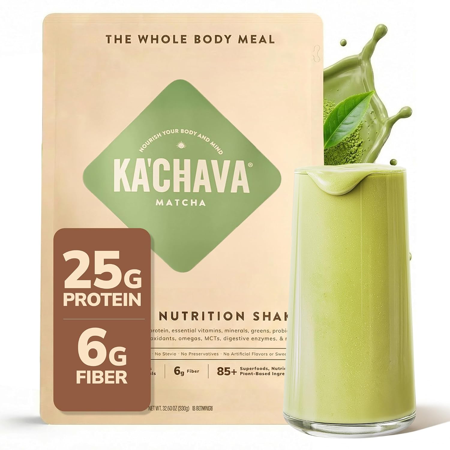 Ka’Chava Whole Body Meal Shake Chocolate 2 lb – Vegan Protein Powder with 85+ Superfoods & Greens – Plant-Based Meal Replacement with Probiotics & Digestive Enzymes – Gluten & Dairy Free (15 Servings)