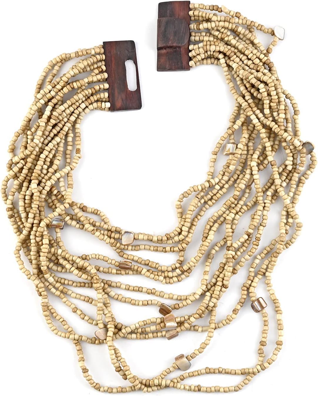 Shop LC Seed Bead Wooden Buckle Stretch Bracelet Multi Strand Layered Necklace Jewelry Set for Women Birthday Gifts 18"