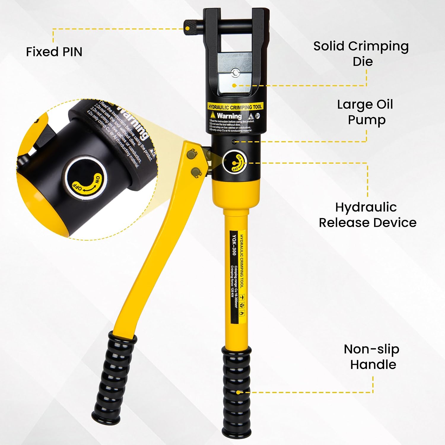 10 Tons Hydraulic Crimping Tool, 12 to 2/0 AWG battery cable crimper | 9 Pairs of Dies hydraulic crimper, for Battery Cable Lugs, Cable Railing, Marine, RV and Solar Wiring
