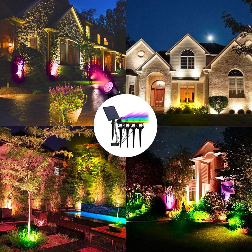 T-SUN Solar Spot Lights Outdoor, Dual Head Solar Spotlights, Cool White | IP65 Waterproof, 2 Brightness Modes, Dusk to Dawn Solar Uplights for Garden, Yard, Pathway, Patio, Lawn
