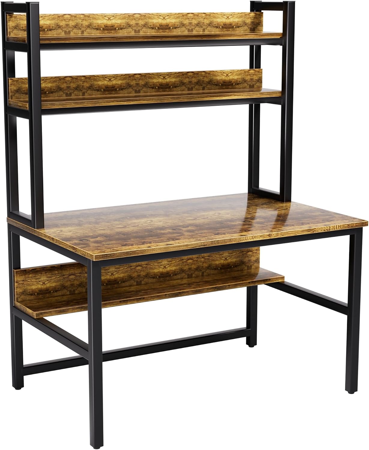 Aquzee Computer Desk with Shelves, 47" W x 23.6" D Gaming Desk with Hutch and Bookshelf