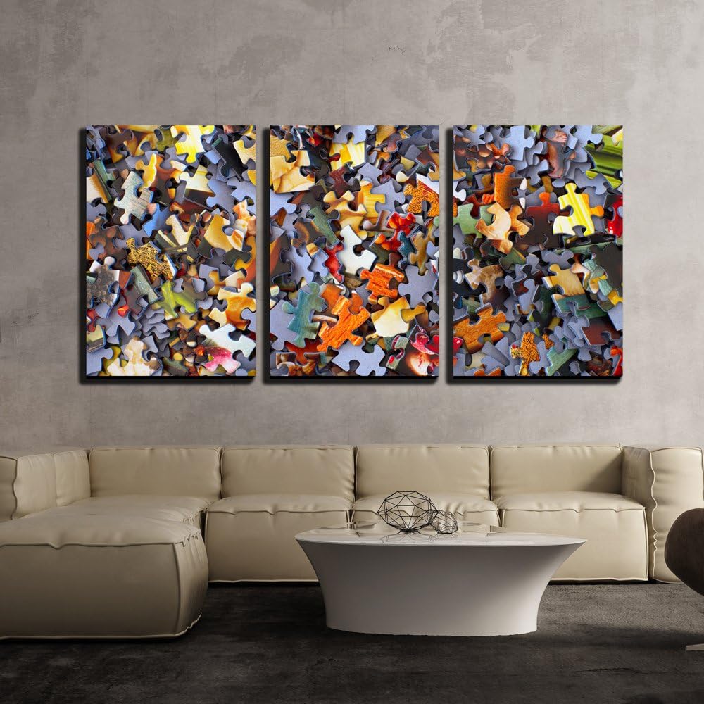 wall26 - 3 Piece Canvas Wall Art - Blue Ocean Waves - Modern Home Art Stretched and Framed Ready to Hang - 16"x24"x3 Panels