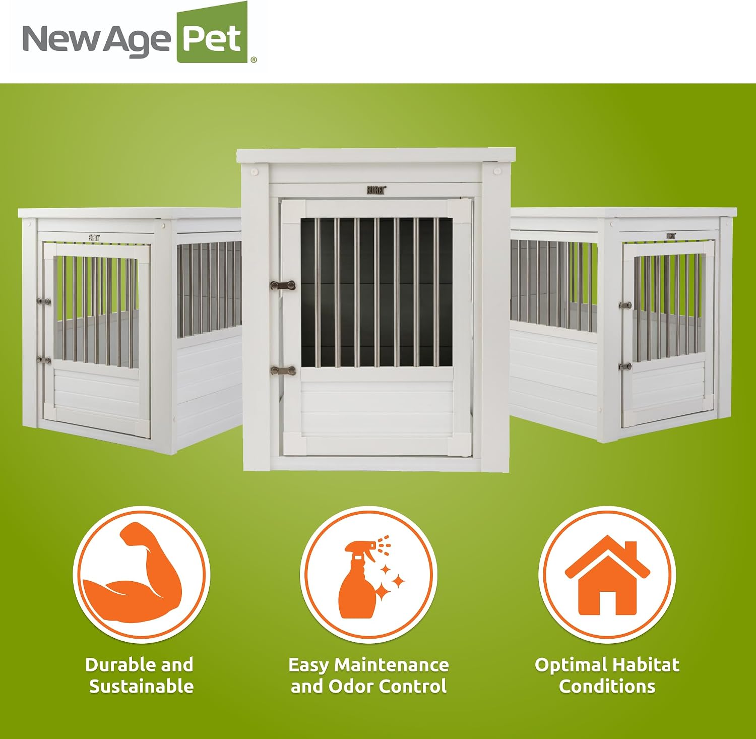 New Age Pet ecoFLEX Pet Crate/End Table, Small, Grey, Model:EHHC405S