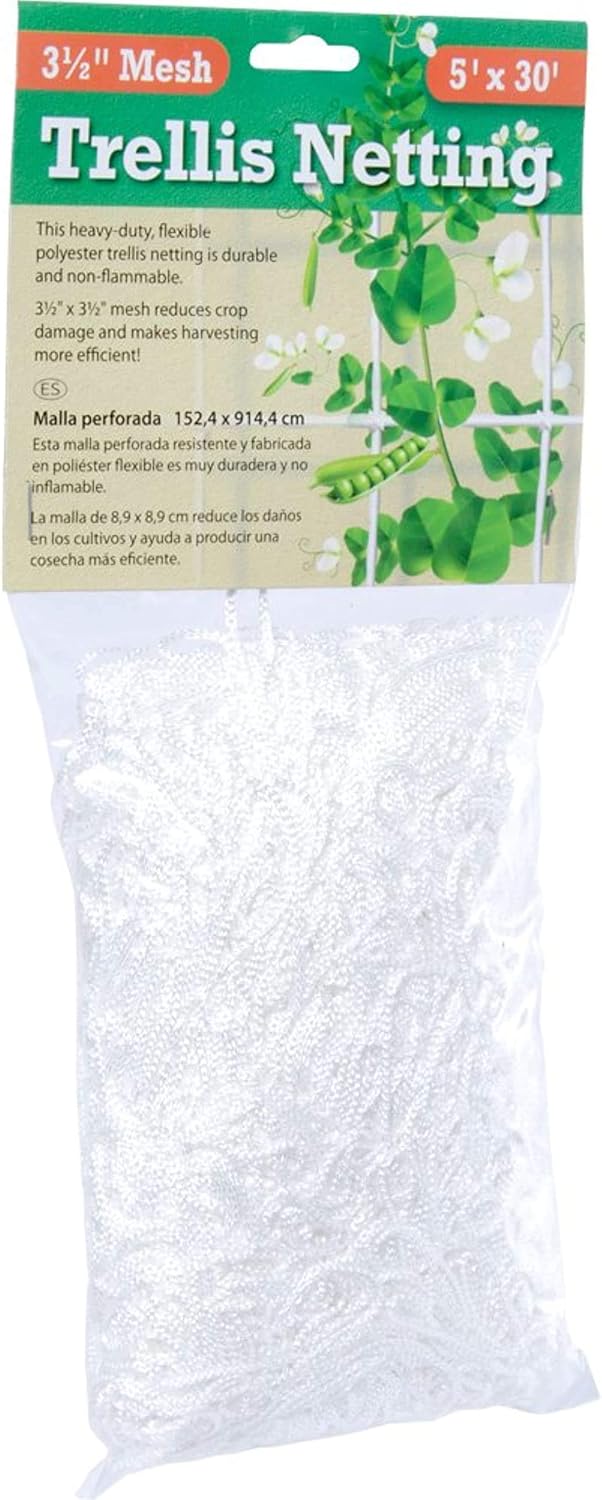 Hydrofarm HGN84 Flexible Polyethylene, 4 x 8', 6" Mesh Trellis Netting, 4x8 Feet