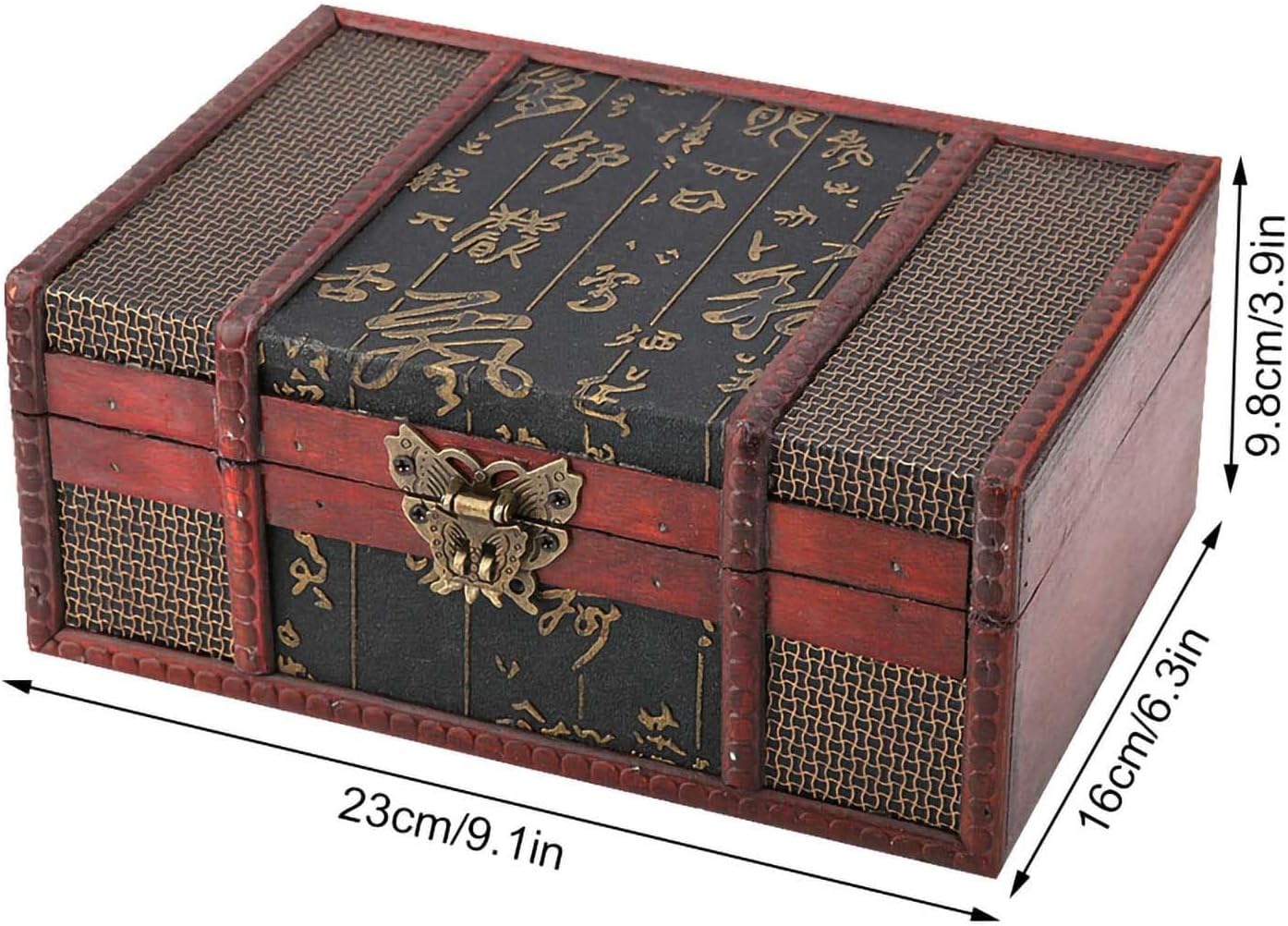 9.1x6.3x3.9 in Vintage Box Treasure Wooden Box Jewelry Boxes | Chinese Vintage Box for Storing Books Bibles Documents Jewelry