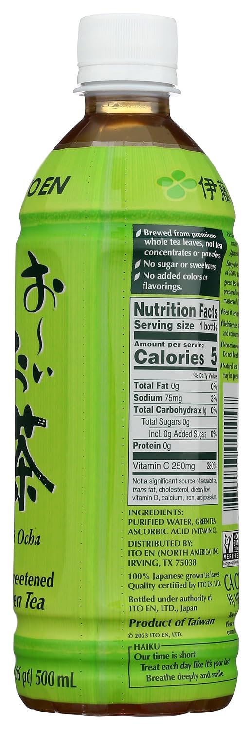 Ito En, Tea Green Japanese Oi Ocha Unsweetened, 16.9 Fl Oz