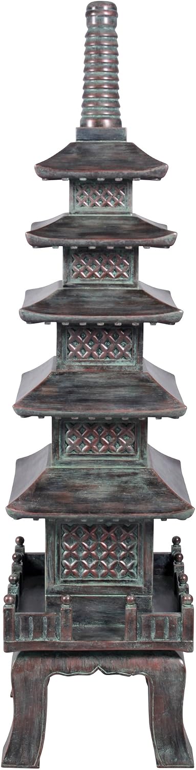 Design toscano ng29870 asian decor pagoda lantern indoor/outdoor statue, 11 inches wide, 11 inches deep, 17 inches high, handcast polyresin, two tone stone finish