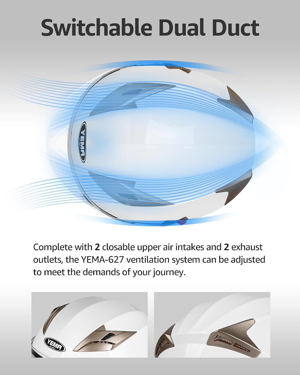 YEMA Open Face Motorcycle Helmets, DOT Approved 3/4 Moped Helmet Dual Visor Quick Release Buckle, Helmets for Adults Motorcycle Men Women Helmets for Moped Scooter Streey