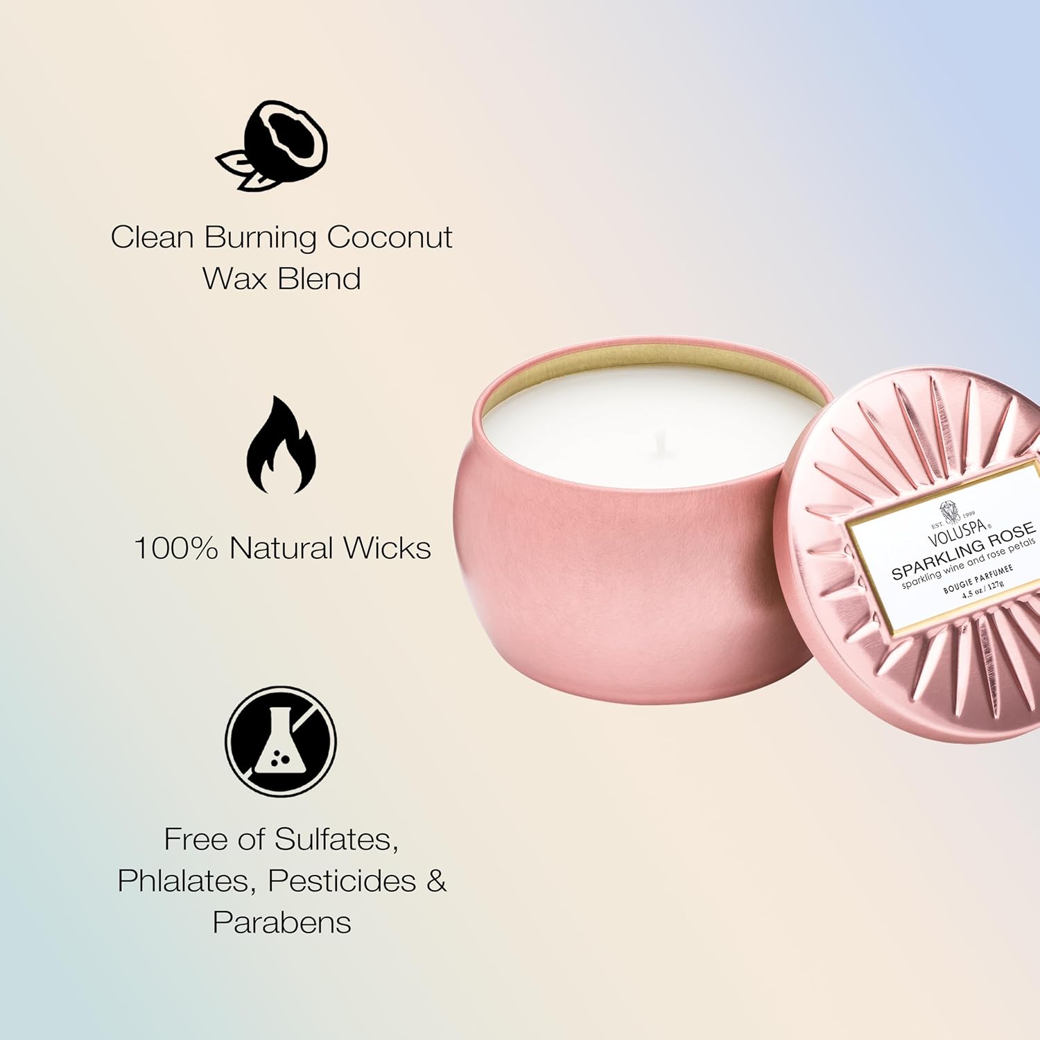 Voluspa Bourbon Vanille, Mini Tin Candle, 4 oz, 25 Hour Burn Time, Coconut Wax for Clean Burning, Handcrafted in the USA