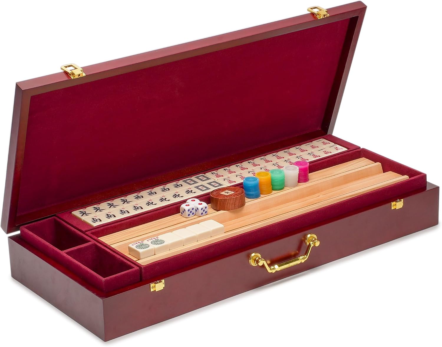 Yellow Mountain Imports American Mahjong Set – The Classic with 166 Tiles, Vintage Rosewood Veneer Case & Mahjong Accessories