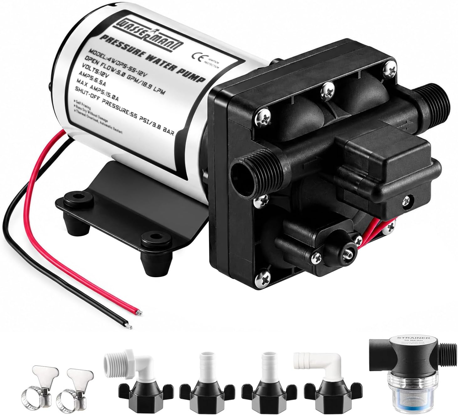 RV Water Pumps 115V AC Pressure Pump with Pressure Switch, Self-priming Water Pump 4.0GPM 45PSI, Fresh Water Pump for RV, Kitchen Barthroom Camping Marine Yacht Garden Diaphragm Pump115volt