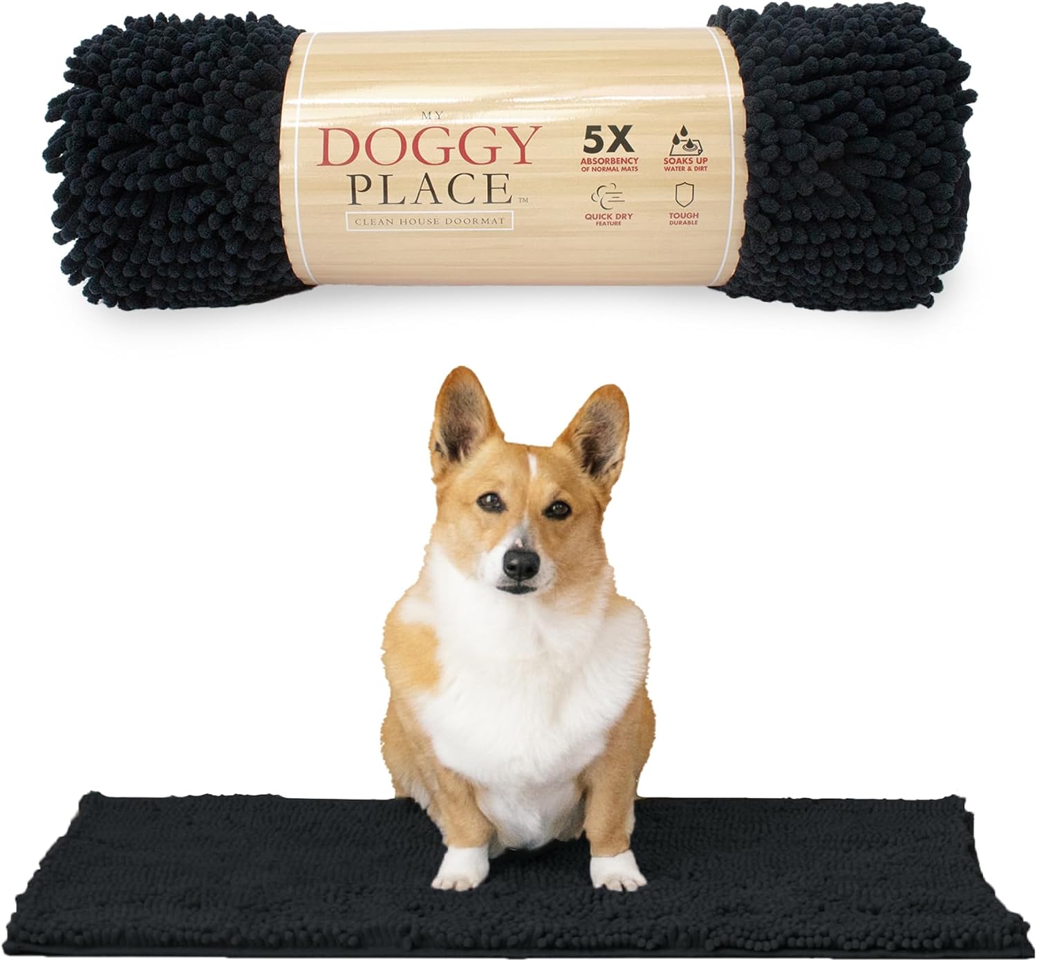 Dog Mud Mat, 31" x 20" Sage – Thick Microfiber Entry Rug for Snow, Mud & Salt – Absorbent, Quick-Dry, Washer-Safe & Non-Slip, Medium
